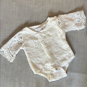 Elegant Lace Cream Baby One Piece